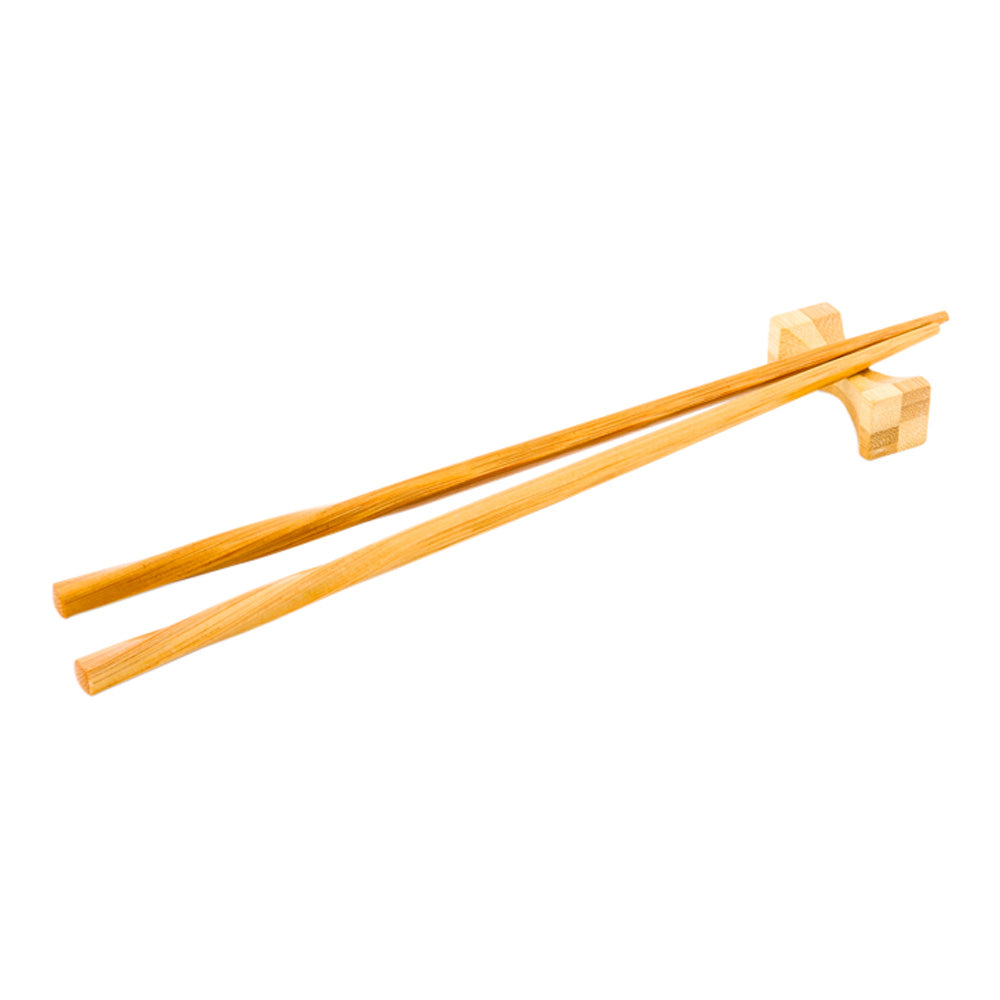 Bambuddha Natural Bamboo Chopstick Rest - Hourglass , Duo Color - 1 3/4" x 1/2" x 1/2" - 25 count box