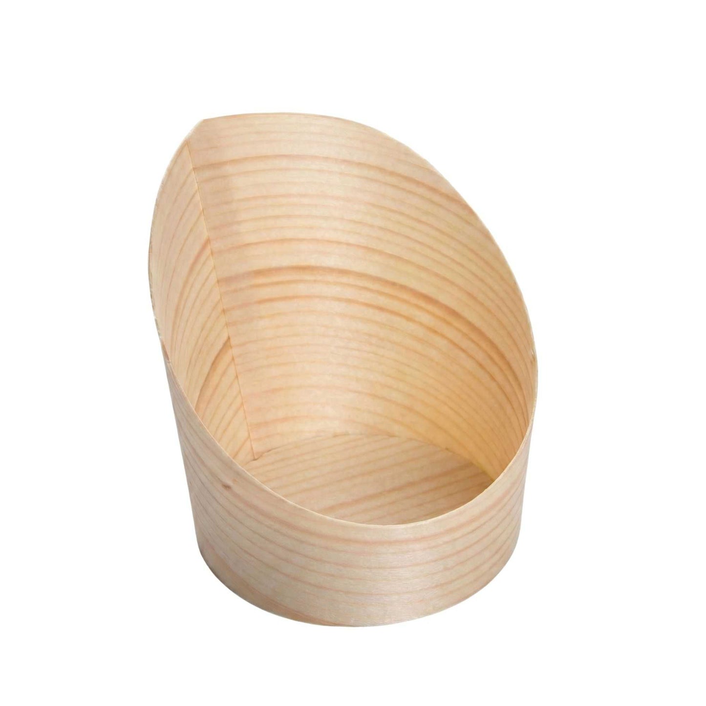 Taipei 4 oz Round Natural Wood Mini Incline Cup - 2 1/2" x 2 1/2" x 2 3/4" - 100 count box