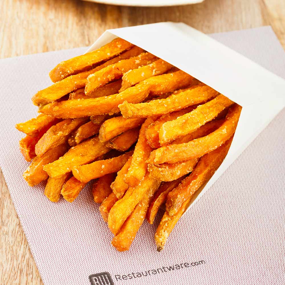 Taipei Natural Wood French Fry Pocket Sleeve - 5" x 5 1/4" x 1" - 100 count box