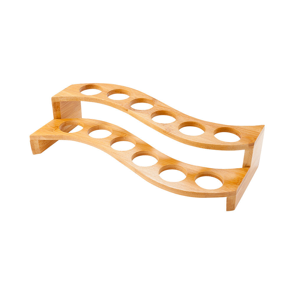 Bambuddha Curved Natural Bamboo Cone Stand - 12 slots, Multi-Level - 13 1/2" x 6 1/2" x 3 1/2" - 1 count box