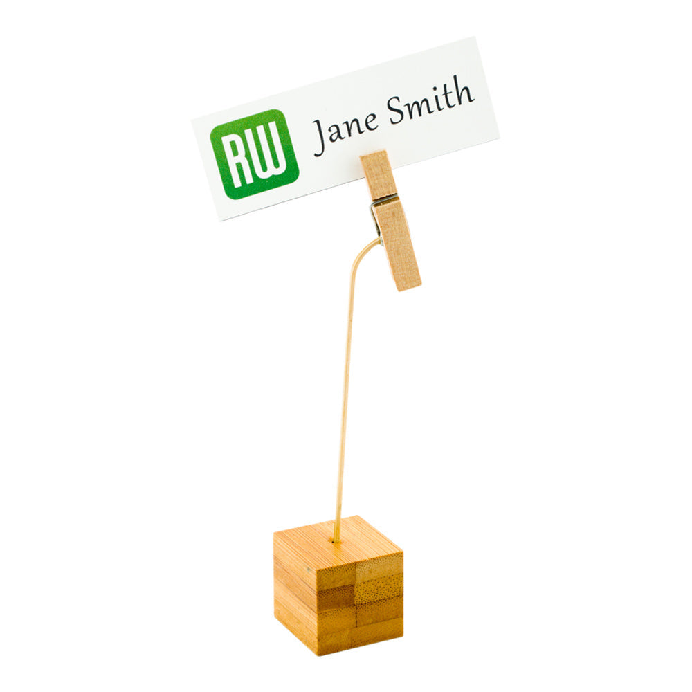 Bambuddha Natural Bamboo Name Card Holder - Wood Clip - 5" x 1" x 1" - 100 count box