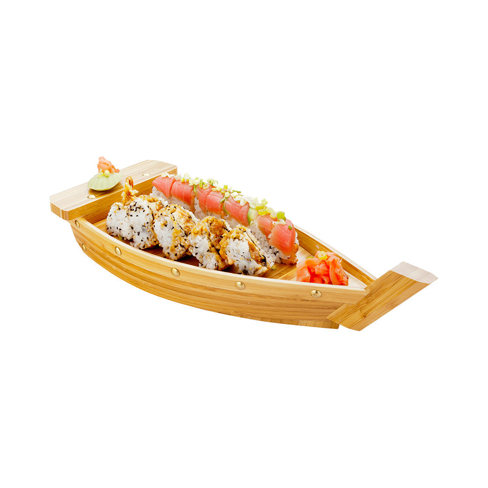 Bambuddha Natural Bamboo Large Sushi Boat - 17 1/4" x 5" x 3 1/2" - 1 count box