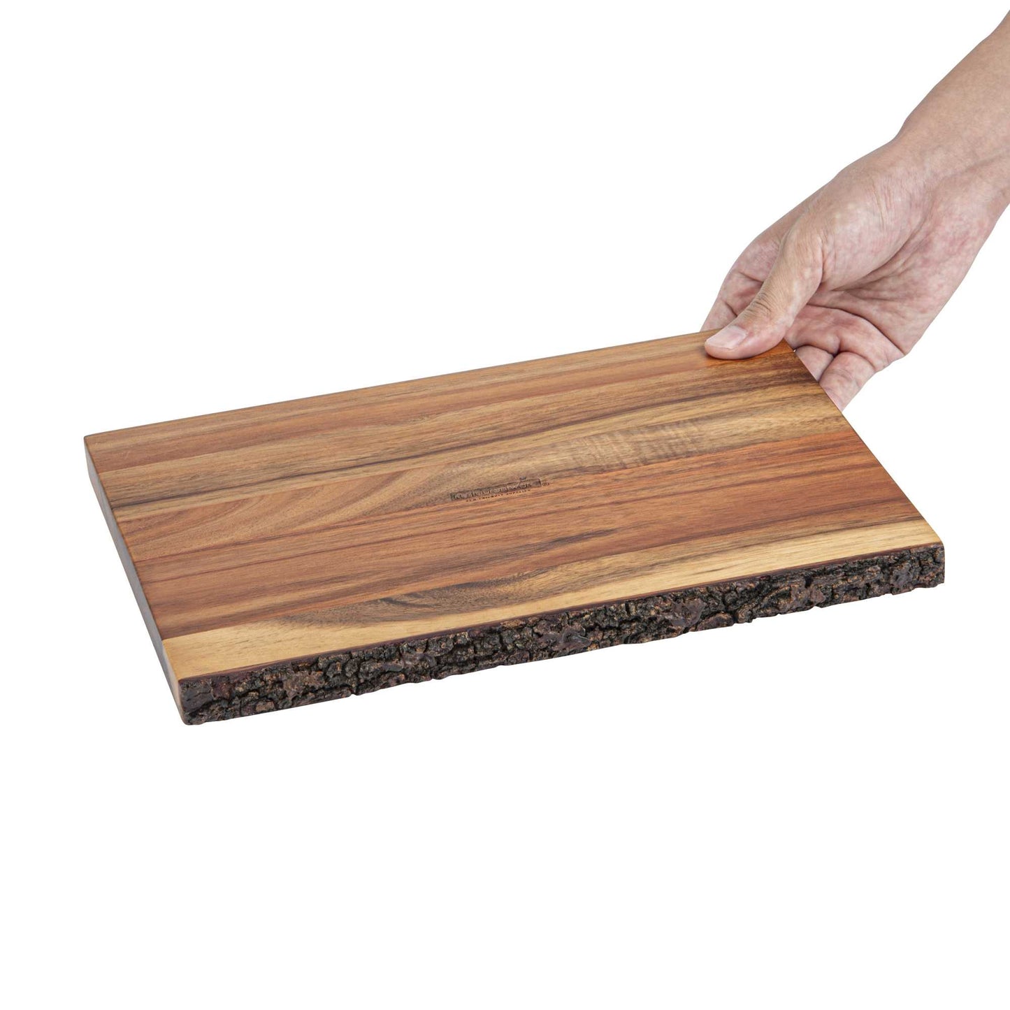 Eco Display Rectangle Natural Acacia Serving Board - Varnished, Bark Edges - 12" x 8" x 3/4" - 1 count box