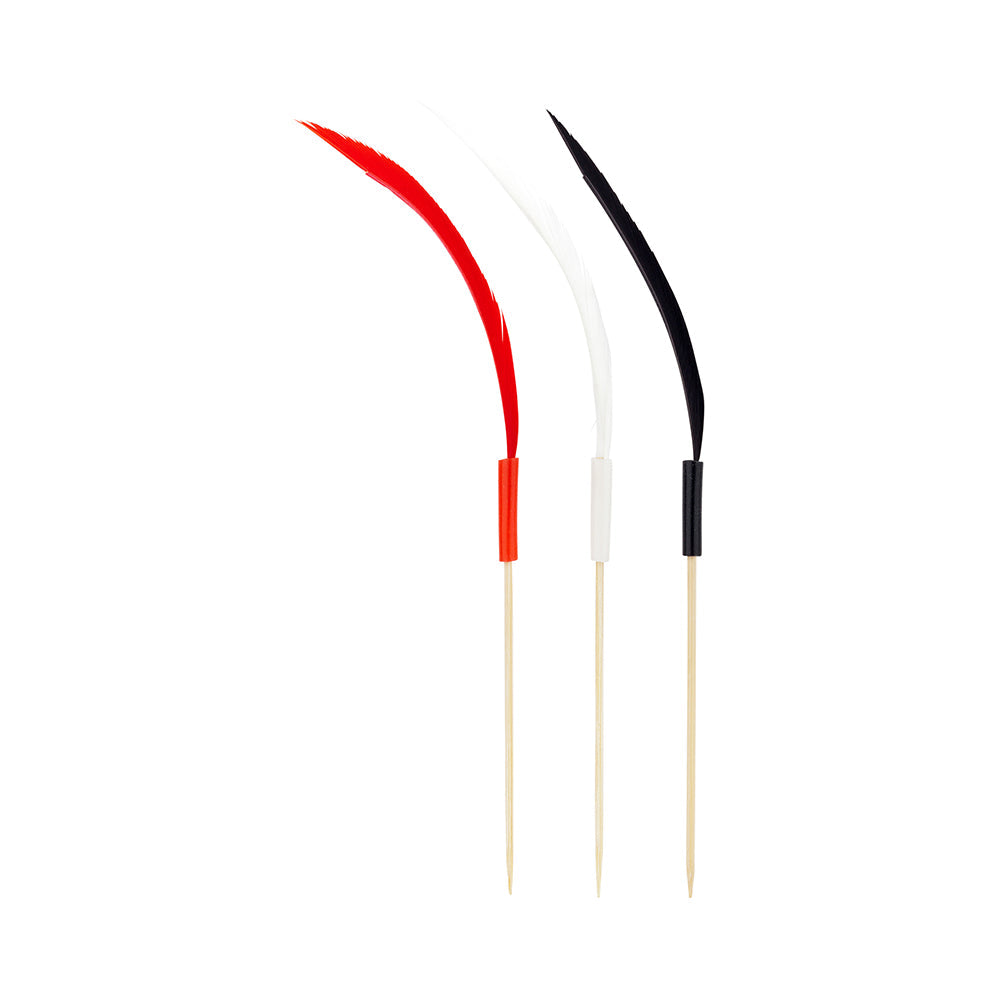 Pixy Assorted Bamboo Quill Feather Skewer - 6" - 500 count box
