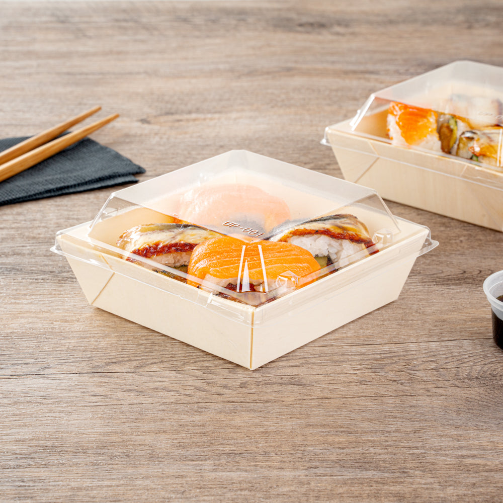 Taipei Clear Plastic Lid - Fits Square Poplar Flare Container - 100 count box