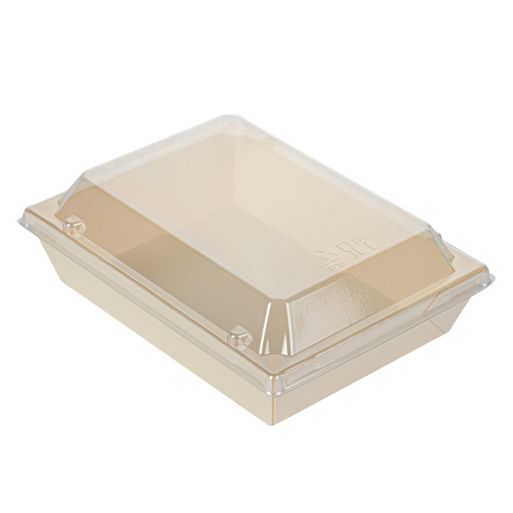 Taipei Clear Plastic Lid - Fits Rectangle Poplar Short Flare Container - 100 count box