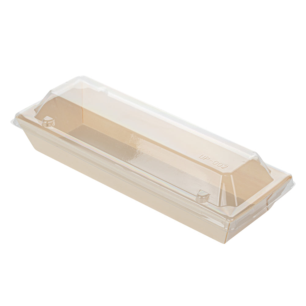 Taipei Clear Plastic Lid - Fits Rectangle Poplar Long Flare Container - 100 count box