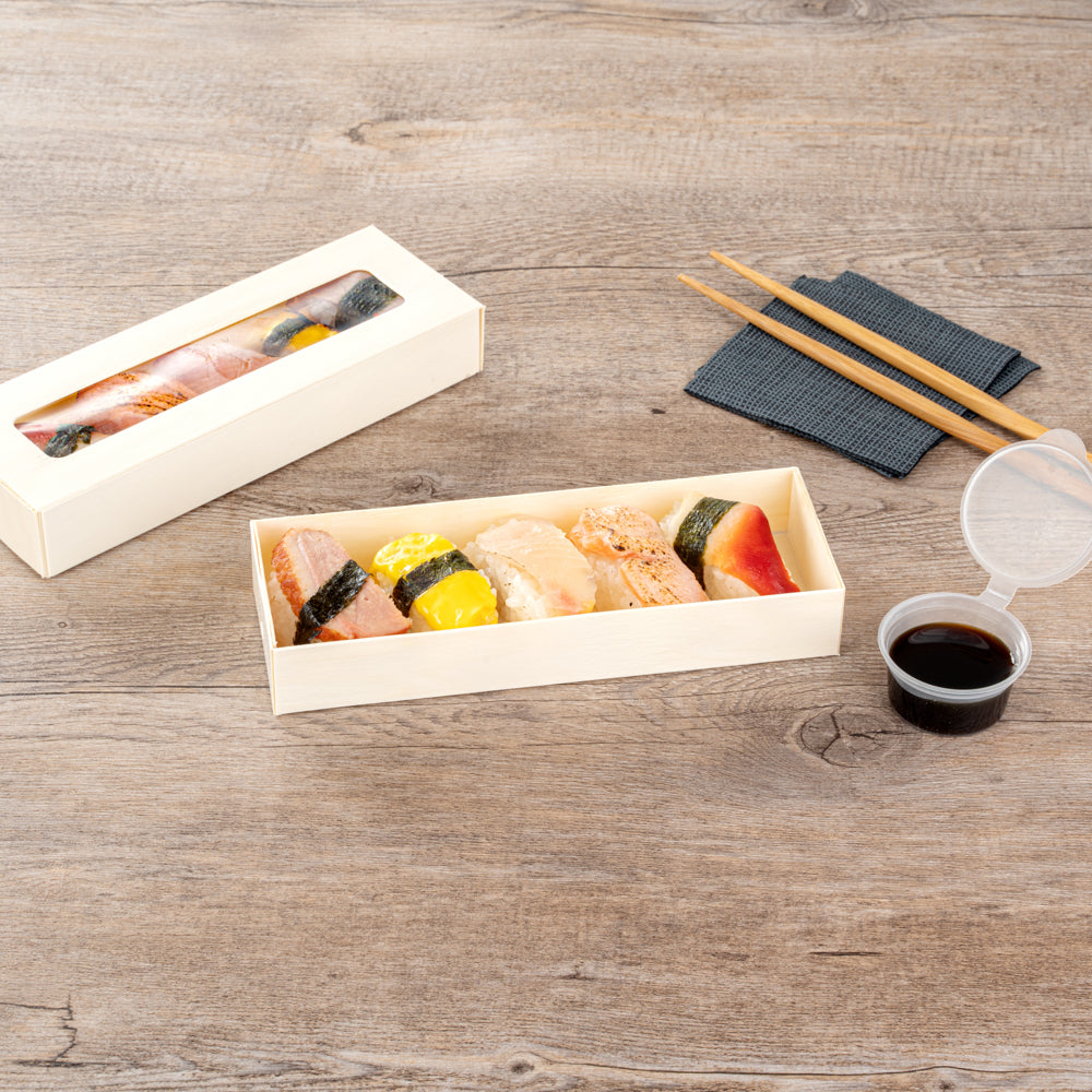 Taipei 9 oz Rectangle Poplar Container - with Window Flap Lid - 100 count box