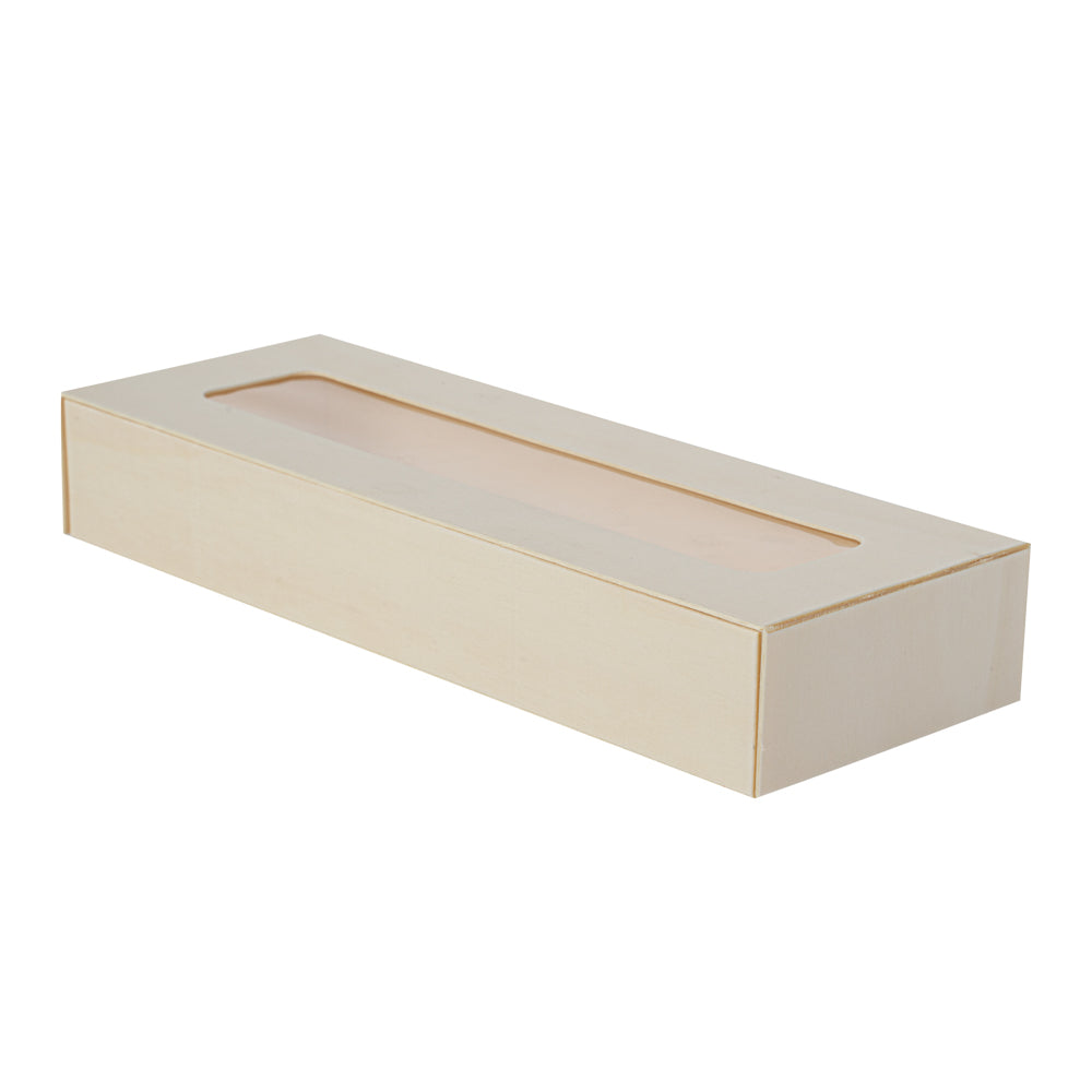 Taipei 9 oz Rectangle Poplar Container - with Window Flap Lid - 100 count box