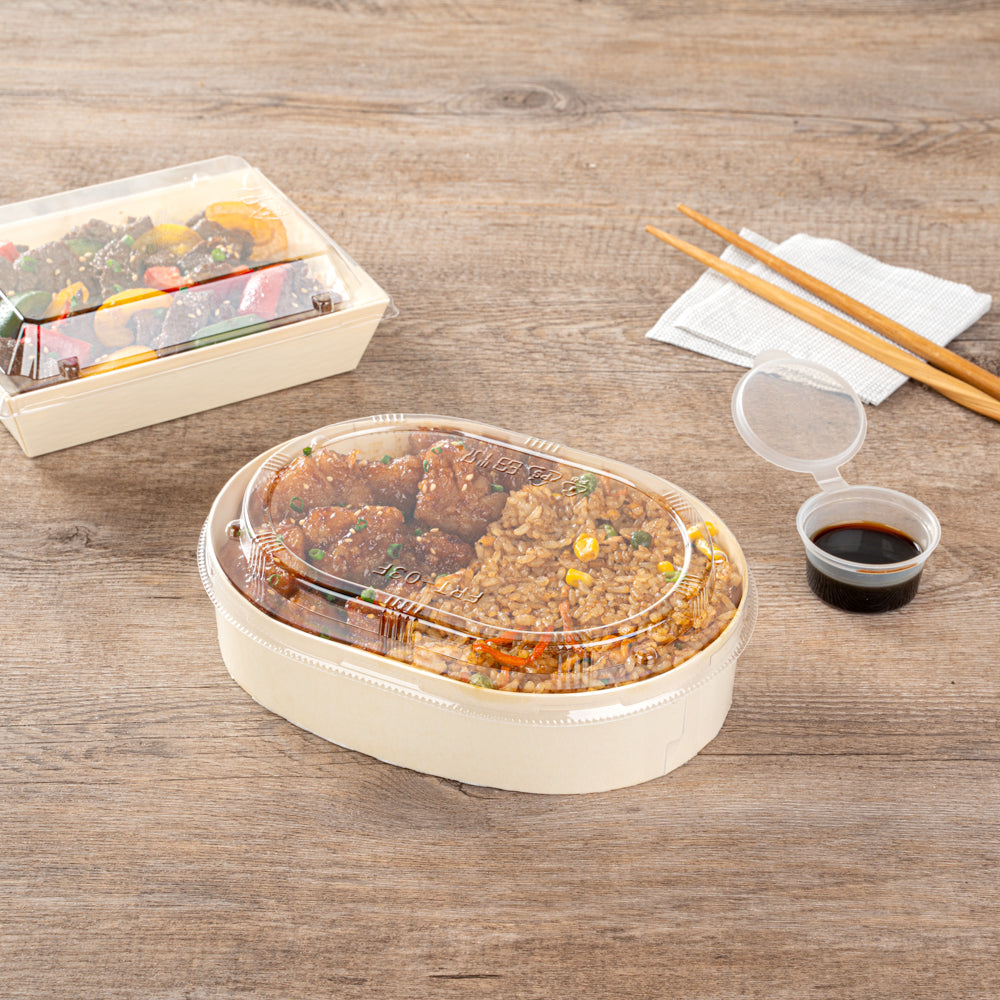 Taipei Clear Plastic Lid - Fits Oval Poplar Container - 100 count box