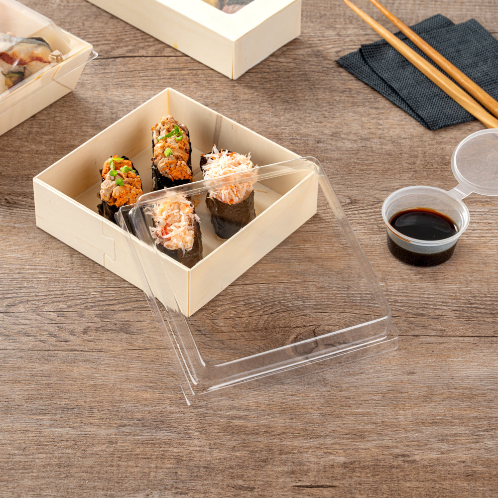 Taipei Clear Plastic Lid - Fits Square Poplar Straight Container - 100 count box