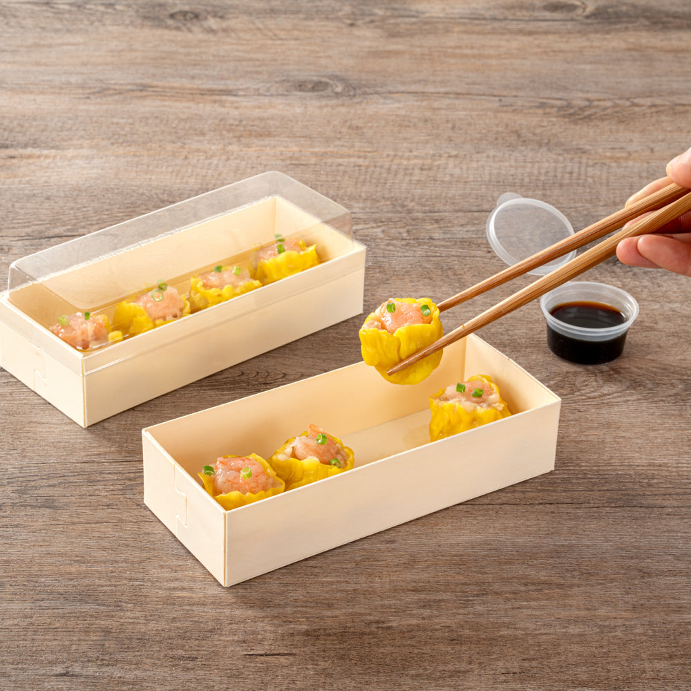 Taipei 18 oz Rectangle Poplar Long Straight Container - 7 1/4" x 3" x 1 1/2" - 100 count box