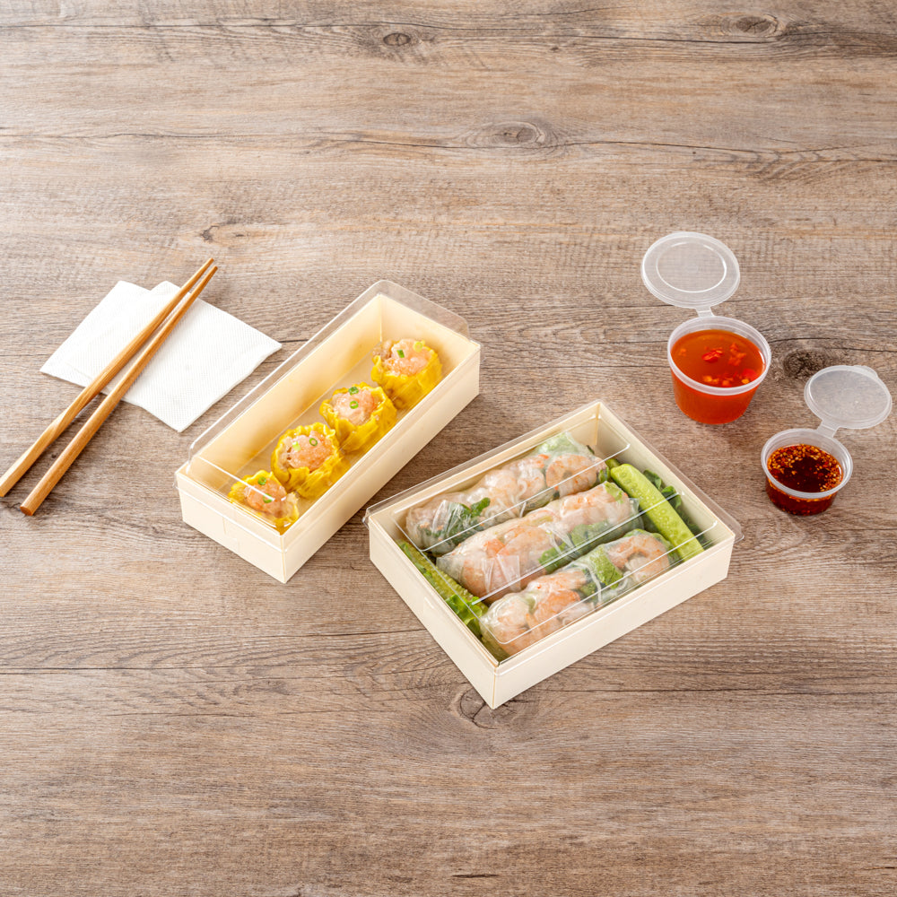 Taipei Clear Plastic Lid - Fits Rectangle Poplar Short Straight Container - 100 count box
