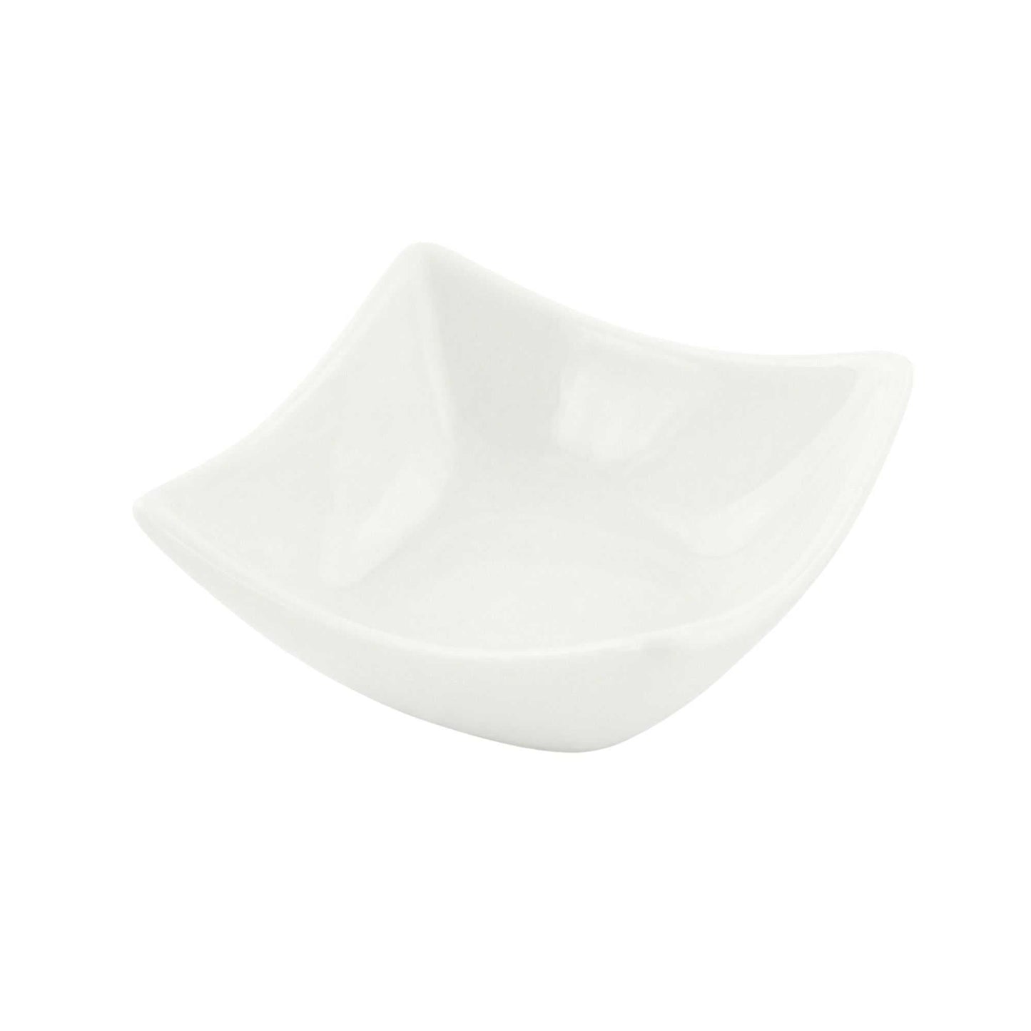 Chef 101 2 oz Square White Porcelain Mini Cocktail Bowl - 3" x 3" x 1 1/4" - 10 count box