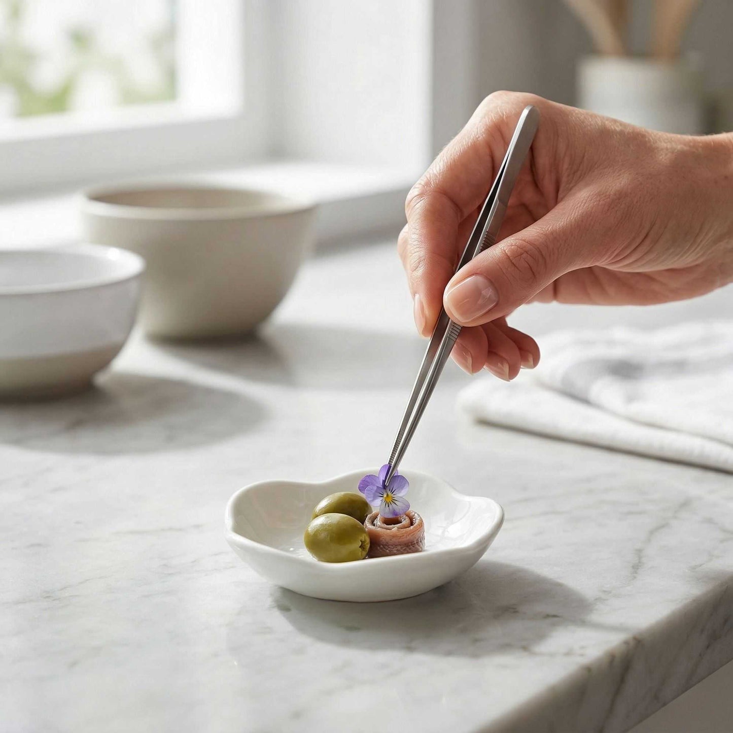 Chef 101 Round White Porcelain Mini Le Fleur Dish - 3" x 3" x 1" - 10 count box