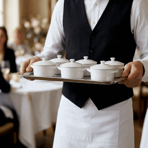 Chef 101 3 oz Round White Porcelain Mini Cocotte - 4 1/4" x 3" x 2 1/2" - 10 count box