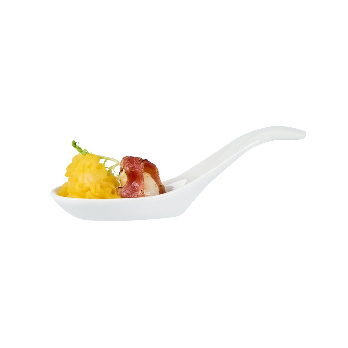 Chef 101 White Porcelain Wave Spoon - 5" x 1 3/4" x 1" - 10 count box