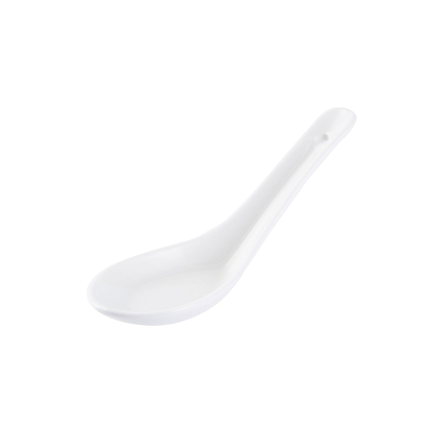 Chef 101 White Porcelain Asian Spoon - 5" x 1 3/4" x 2" - 10 count box