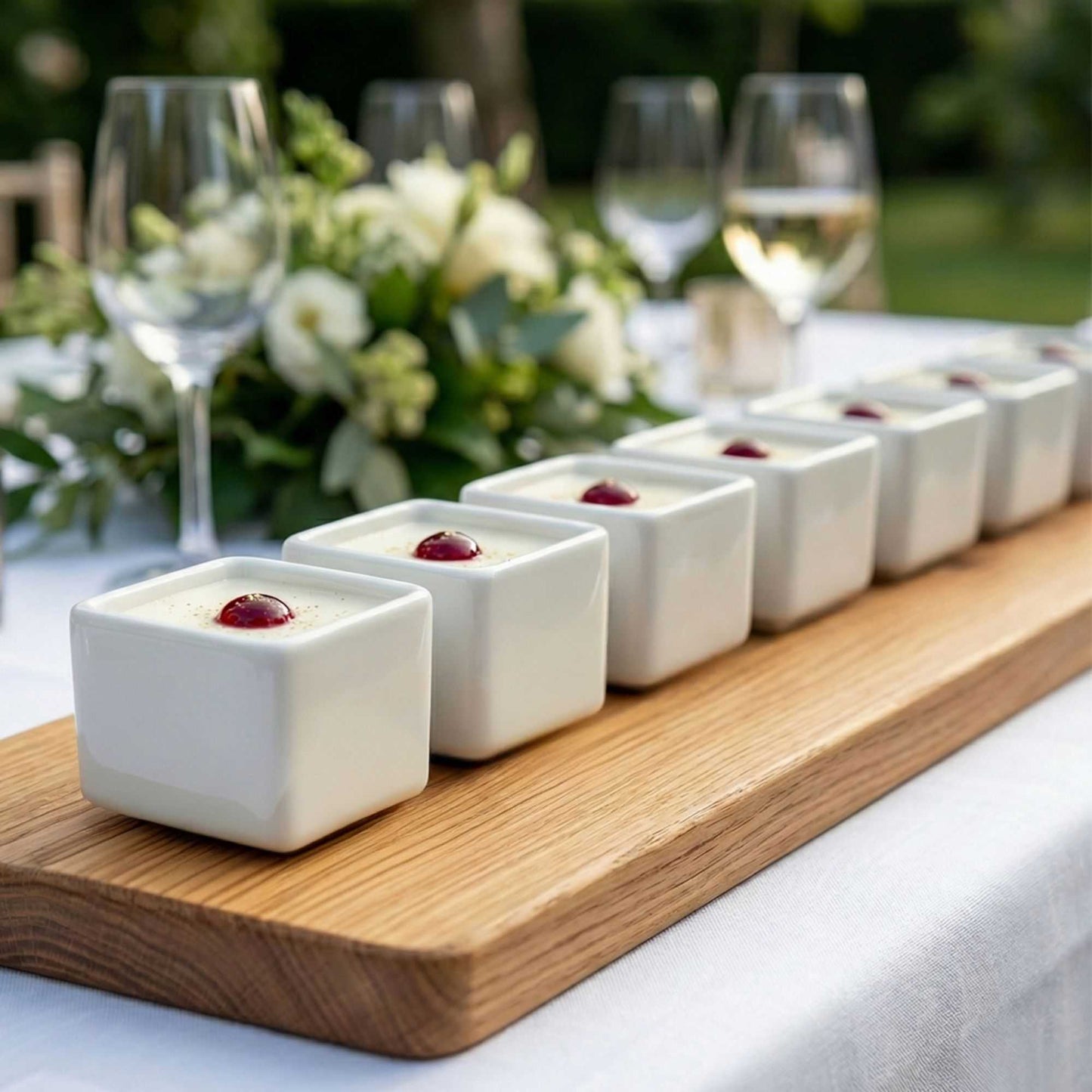 Chef 101 1 oz Square White Porcelain Mini Quadrato Dish - 1 1/2" x 1 1/2" x 1 1/4" - 10 count box