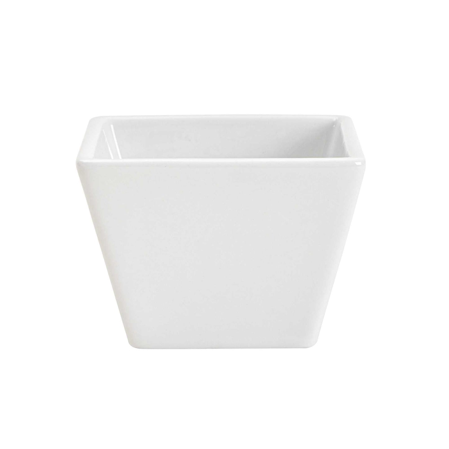 Chef 101 6 oz Square White Porcelain Kova Bowl - 3 1/2" x 3 1/2" x 2 1/2" - 10 count box