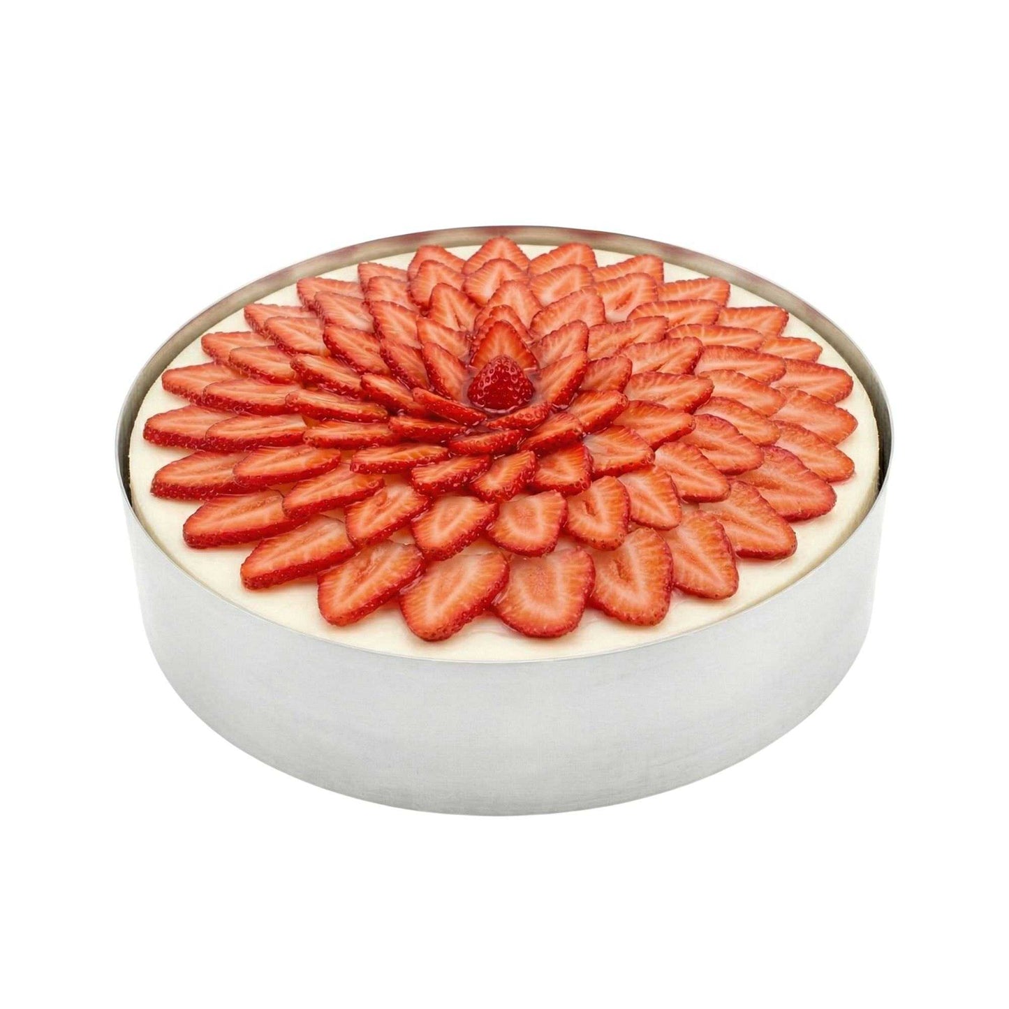 Pastry Tek Round Silver Stainless Steel Pastry Ring Mold - 10" x 10" x 2 1/2" - 1 count box