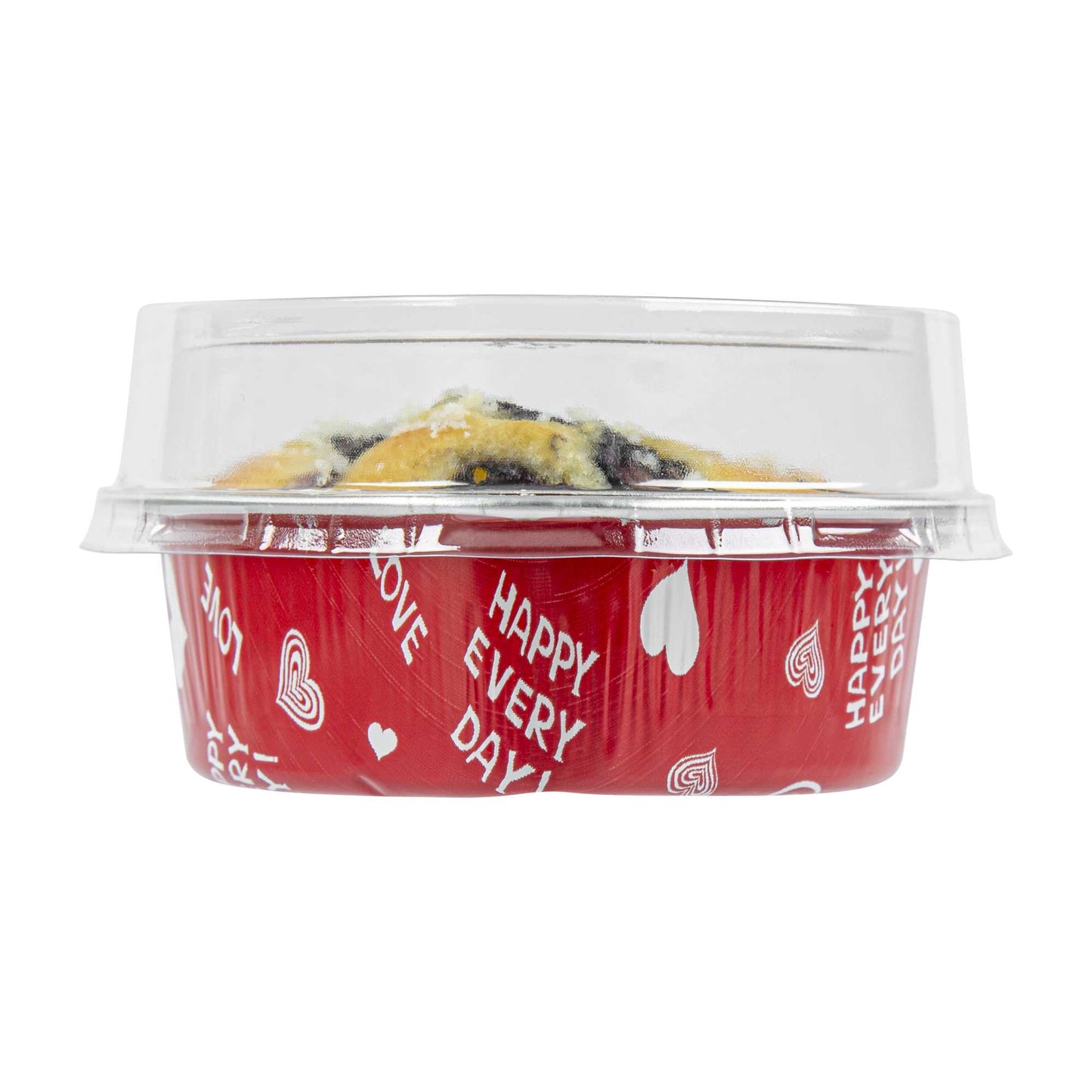 Pastry Tek 3 oz Heart Happy Hour Aluminum Baking Cup - with Plastic Dome Lid - 3 1/2" x 3 1/2" x 1 1/4" - 100 count box