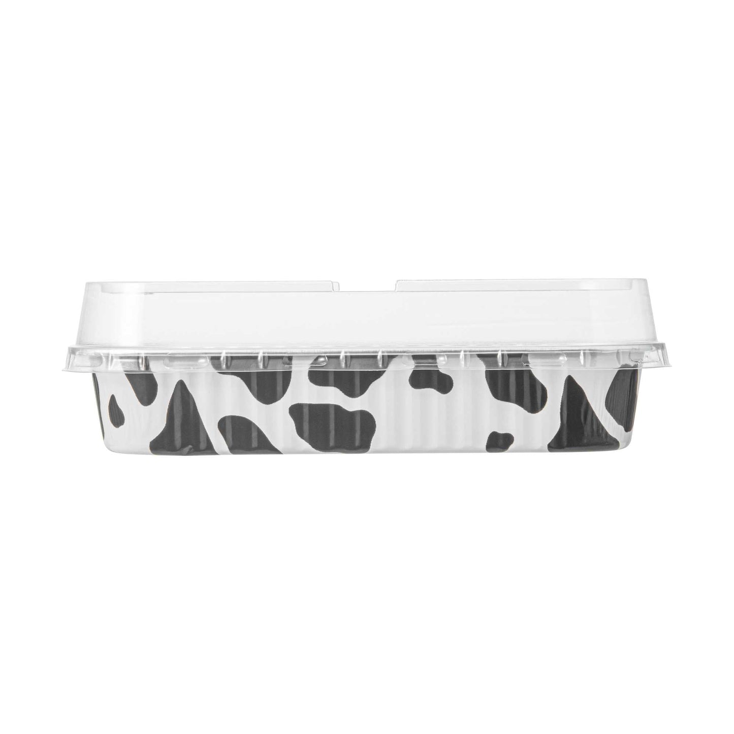7 oz Rectangle Cow Lines Aluminum Baking Loaf Pan - with Plastic Dome Lid - 6 1/2" x 2 1/2" x 1 1/4" - 100 count box
