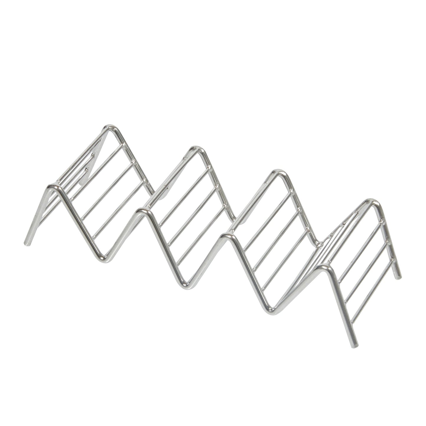 Met Lux Rectangle Silver Stainless Steel Quattro Taco Rack Stand - 4 Tacos - 7" x 2 1/2" x 1 1/2" - 1 count box