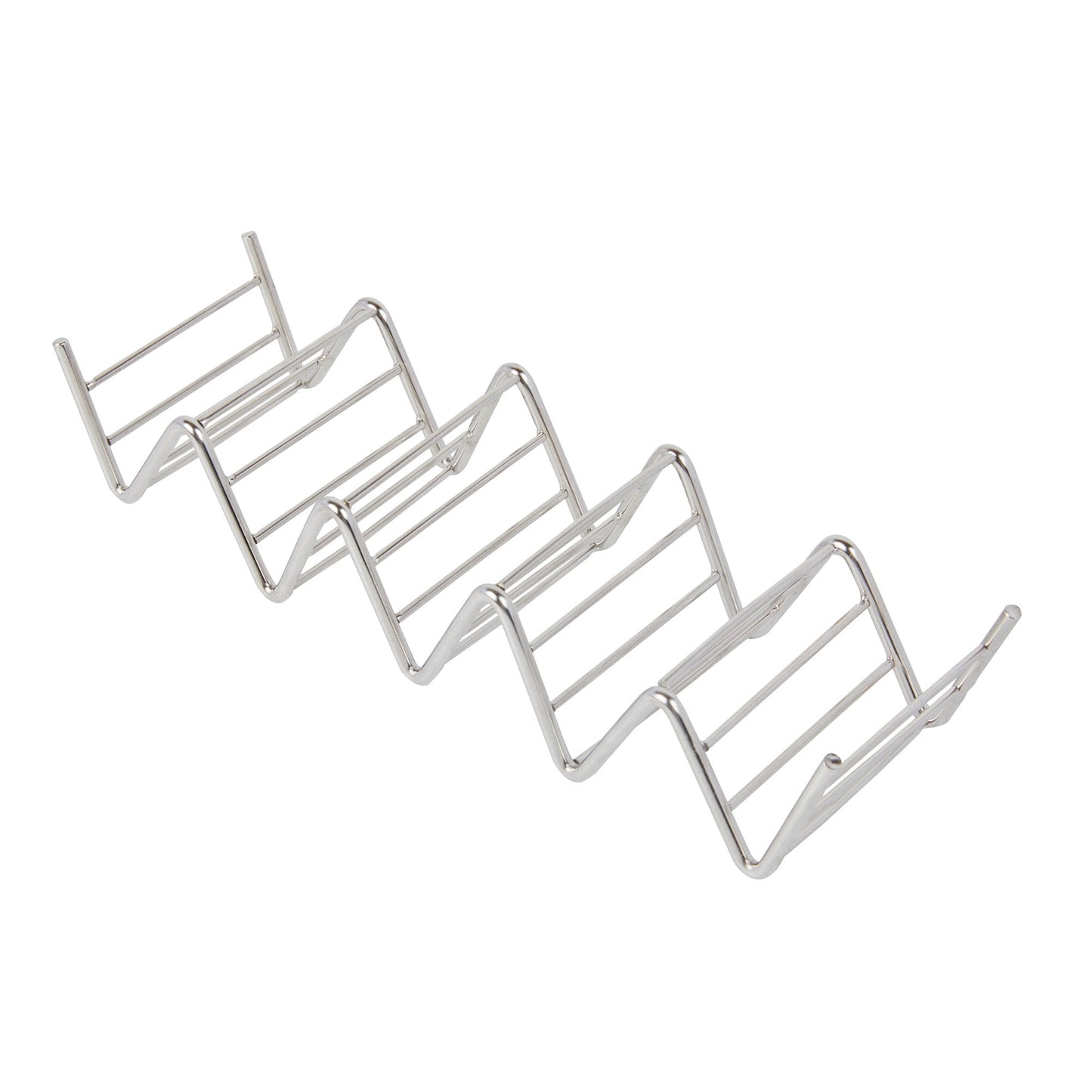 Met Lux Rectangle Silver Stainless Steel Cinque Taco Rack Stand - 5 Tacos - 8 1/4" x 2 1/2" x 1 1/2" - 1 count box
