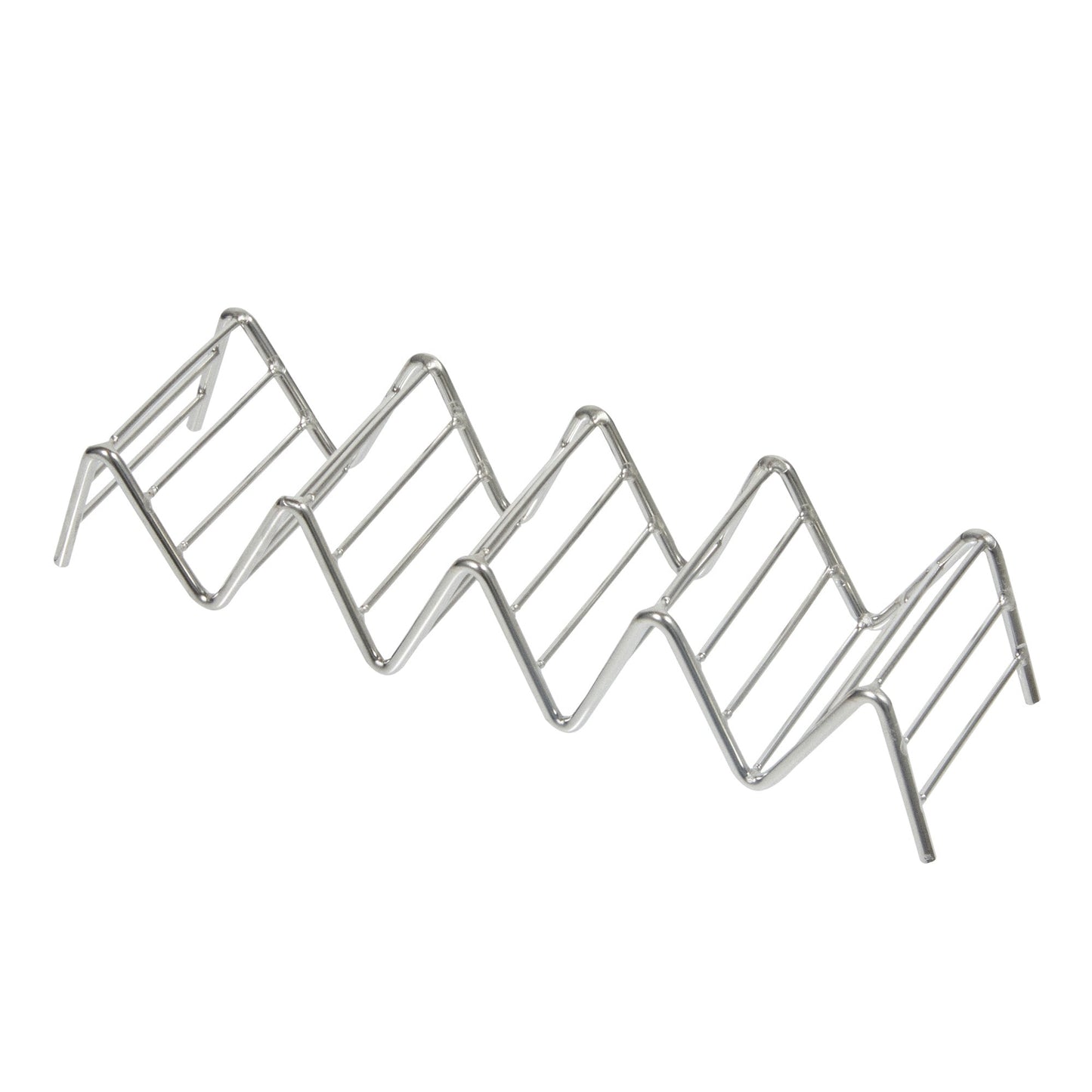 Met Lux Rectangle Silver Stainless Steel Cinque Taco Rack Stand - 5 Tacos - 8 1/4" x 2 1/2" x 1 1/2" - 1 count box