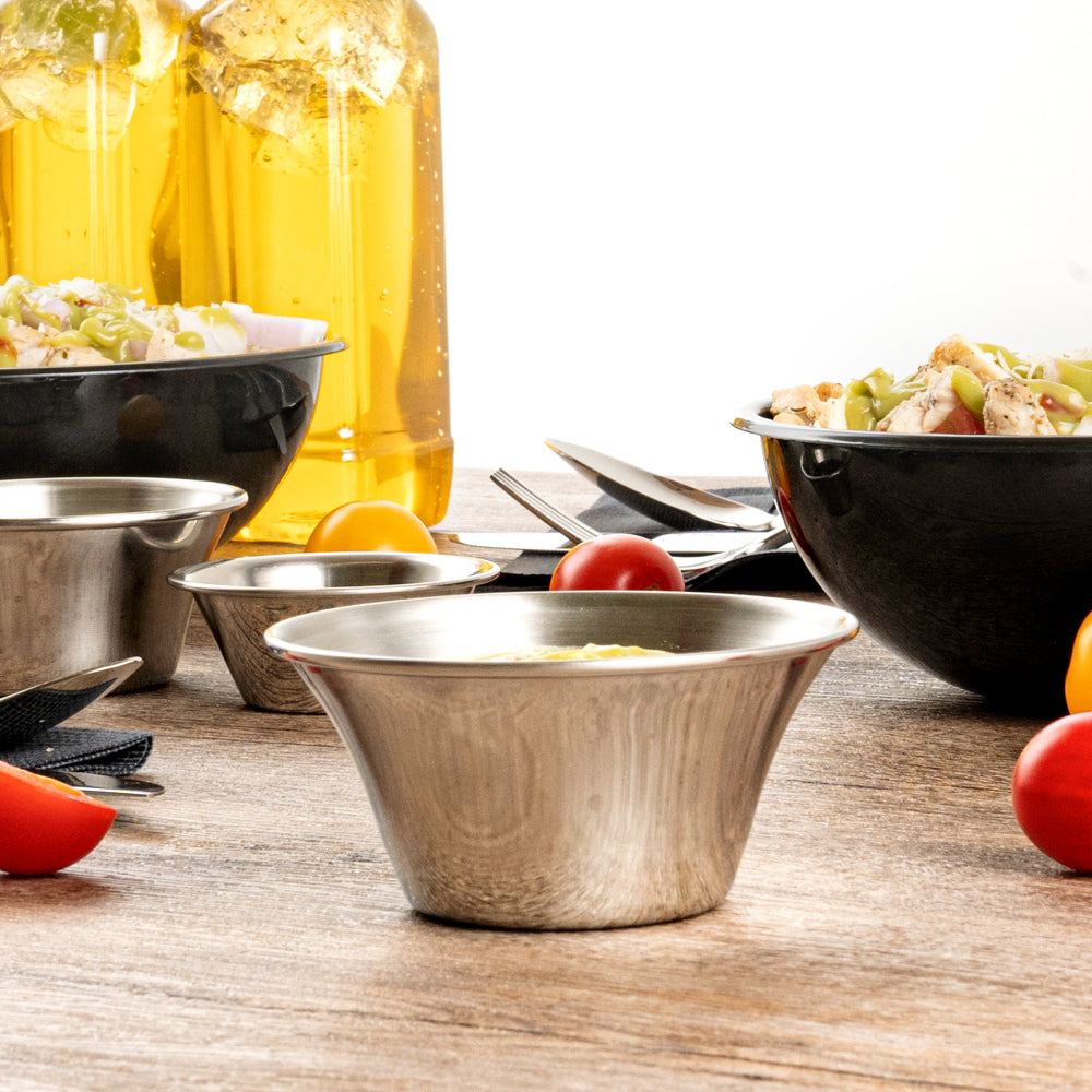 Met Lux 6 oz Stainless Steel Condiment Cup - 3 3/4" x 3 3/4" x 2" - 10 count box