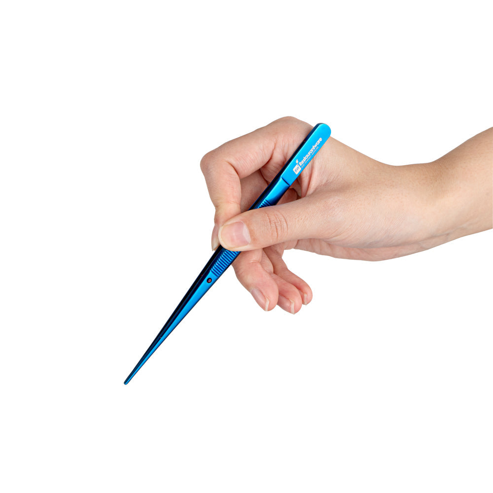 Perfect Point Titanium Blue Stainless Steel Fine Point Tweezers - 6 1/4" x 3/4" x 1/2" - 1 count box