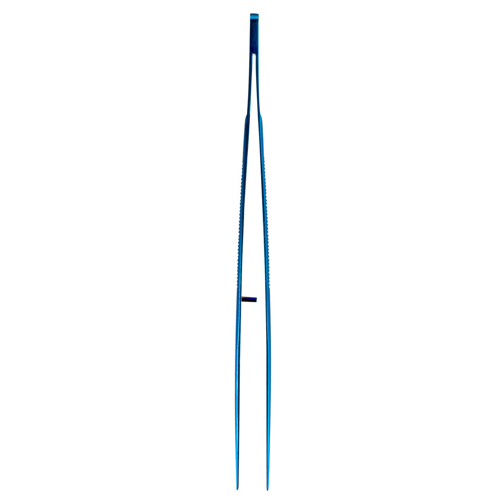 Perfect Point Titanium Blue Stainless Steel Fine Point Tweezers - 6 1/4" x 3/4" x 1/2" - 1 count box