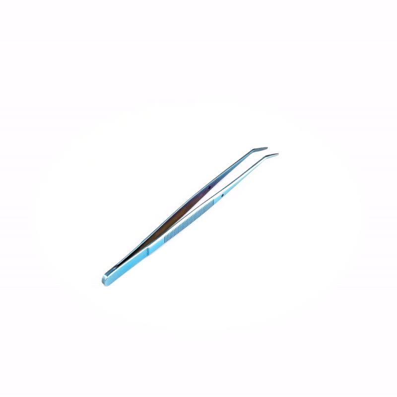 Perfect Point Titanium Blue Stainless Steel Slant Nose Tweezers - 6 1/4" x 3/4" x 1/2" - 1 count box