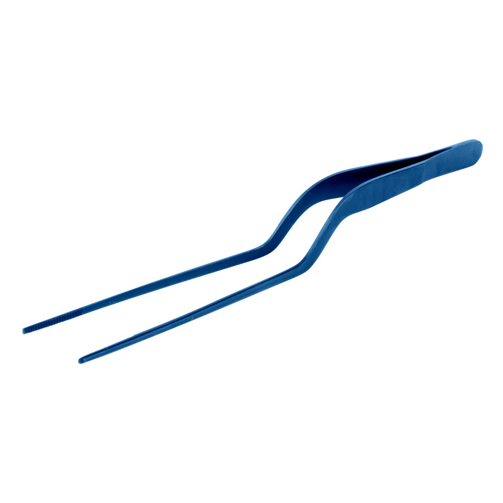 Perfect Point Titanium Blue Stainless Steel Offset Tweezers - 8" x 3/4" x 1/2" - 1 count box