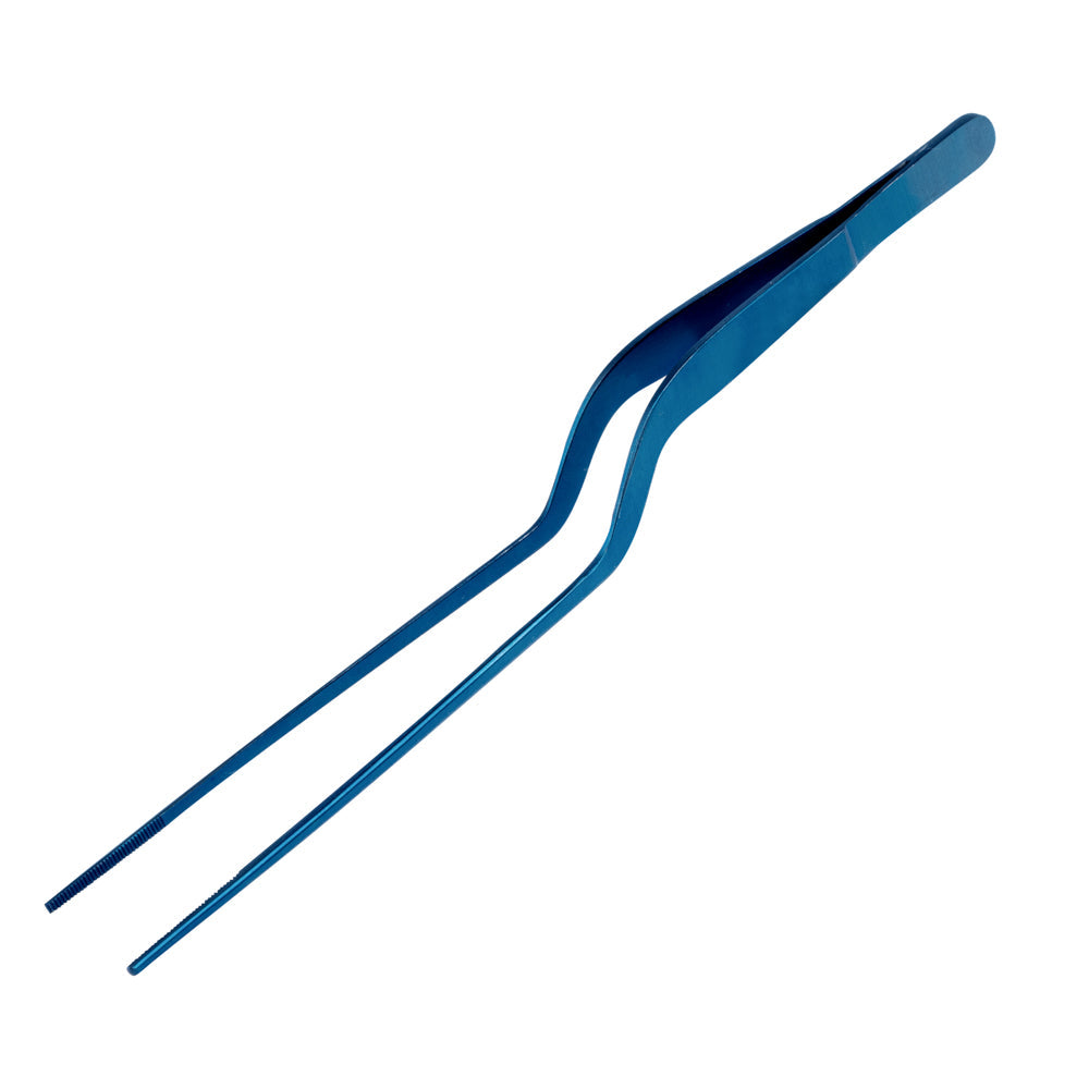 Perfect Point Titanium Blue Stainless Steel Offset Tweezers - 8" x 3/4" x 1/2" - 1 count box