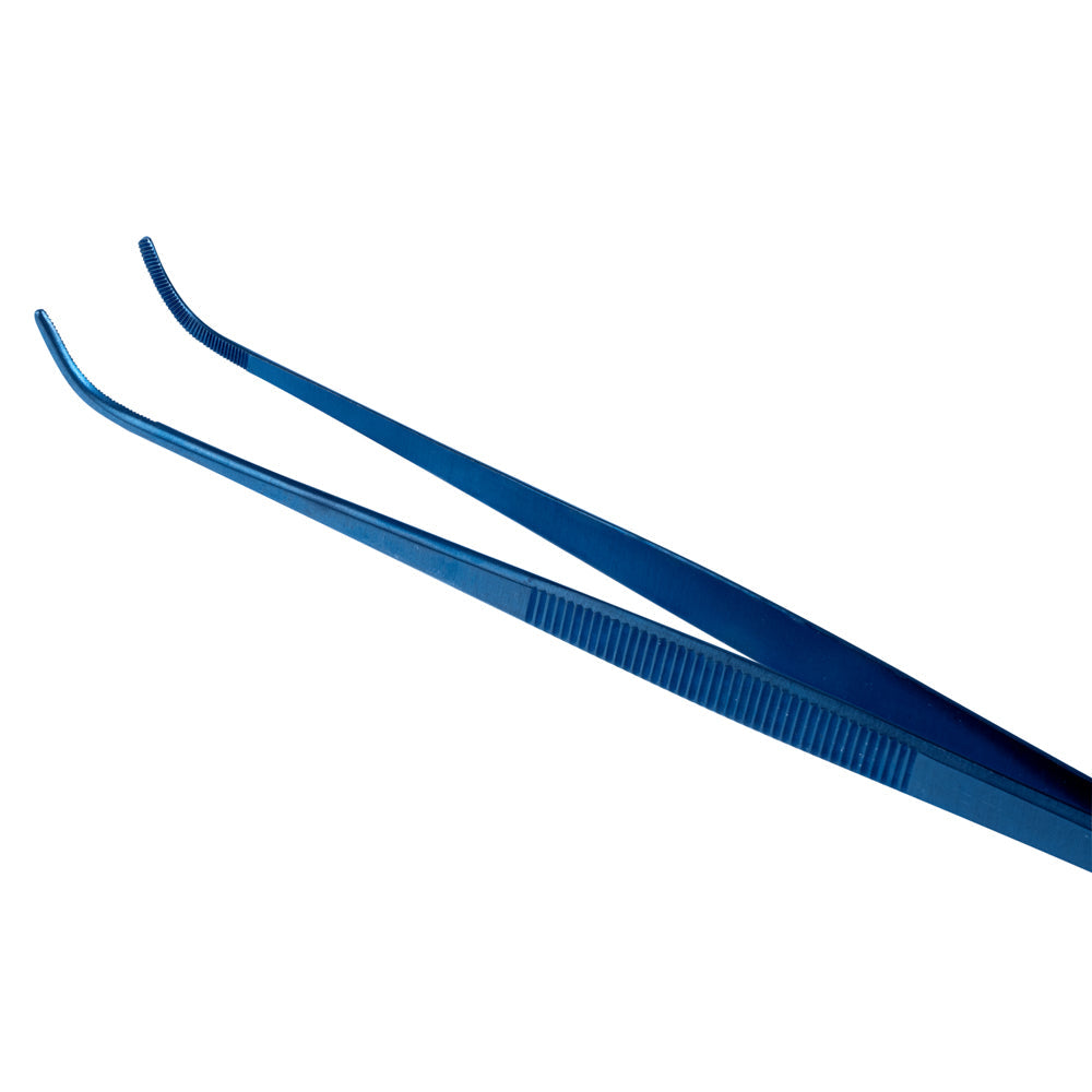 Perfect Point Titanium Blue Stainless Steel Short Slant Nose Tweezers - 9 1/2" x 3/4" x 1/2" - 1 count box