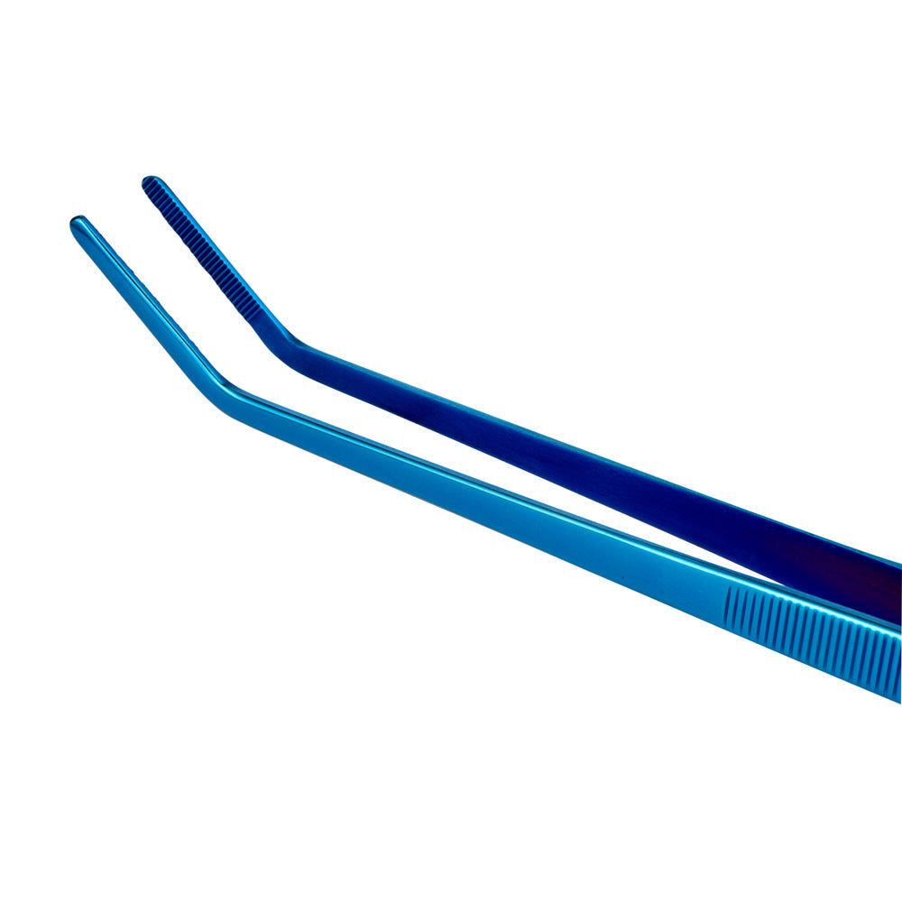 Perfect Point Titanium Blue Stainless Steel Long Slant Nose Tweezers - 11 3/4" x 3/4" x 1/2" - 1 count box