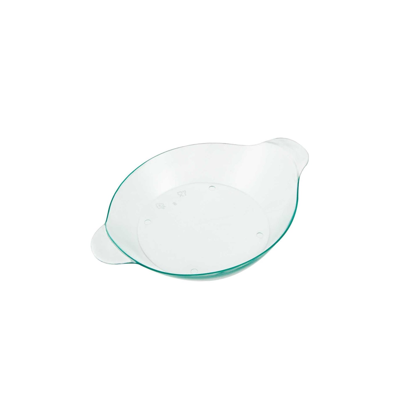 Mini Serve Oval Seagreen Plastic Mini Handled Plate - 3 3/4" x 2 1/2" - 100 count box