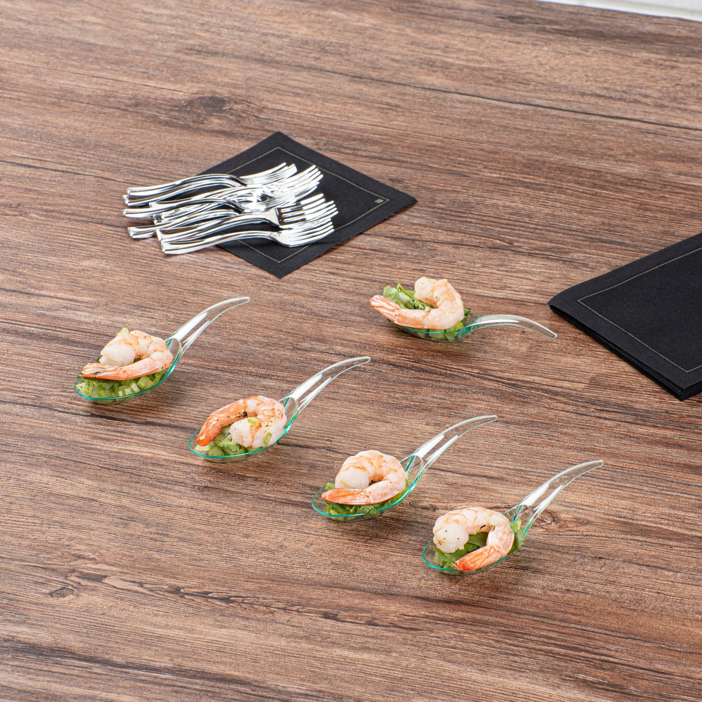 Mini Serve Seagreen Plastic Wave Spoon - 5" x 1 1/2" - 100 count box