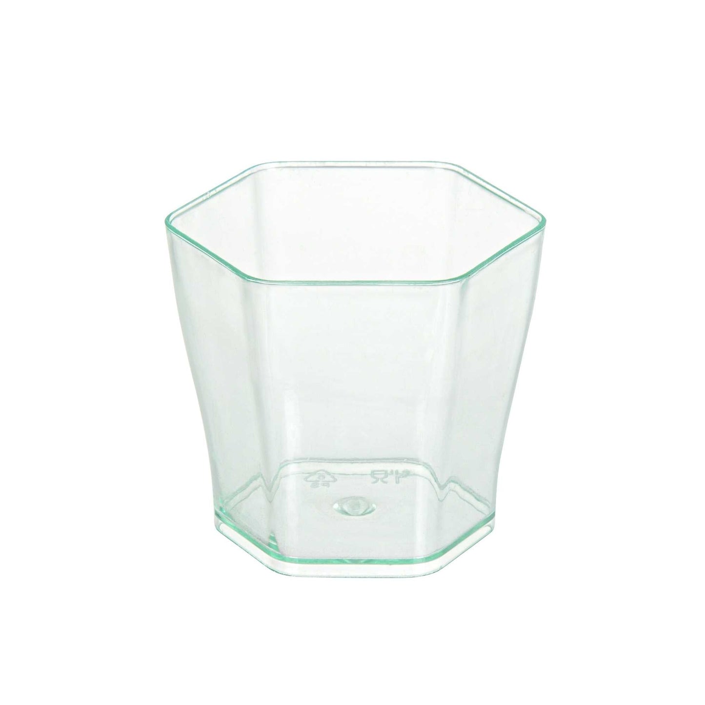 Mini Serve 2 oz Hexagon Seagreen Plastic Glass - 1 3/4" x 1 3/4" x 1 3/4" - 100 count box