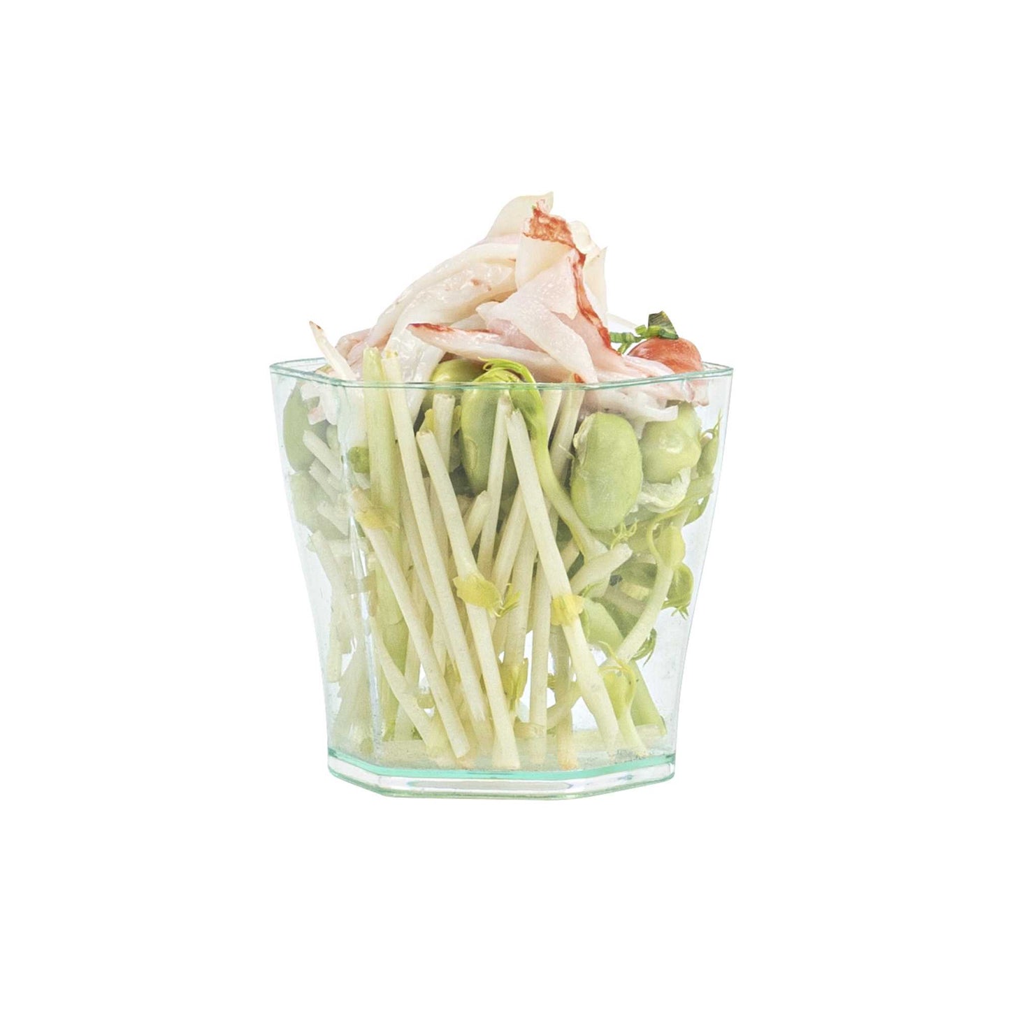 Mini Serve 2 oz Hexagon Seagreen Plastic Glass - 1 3/4" x 1 3/4" x 1 3/4" - 100 count box