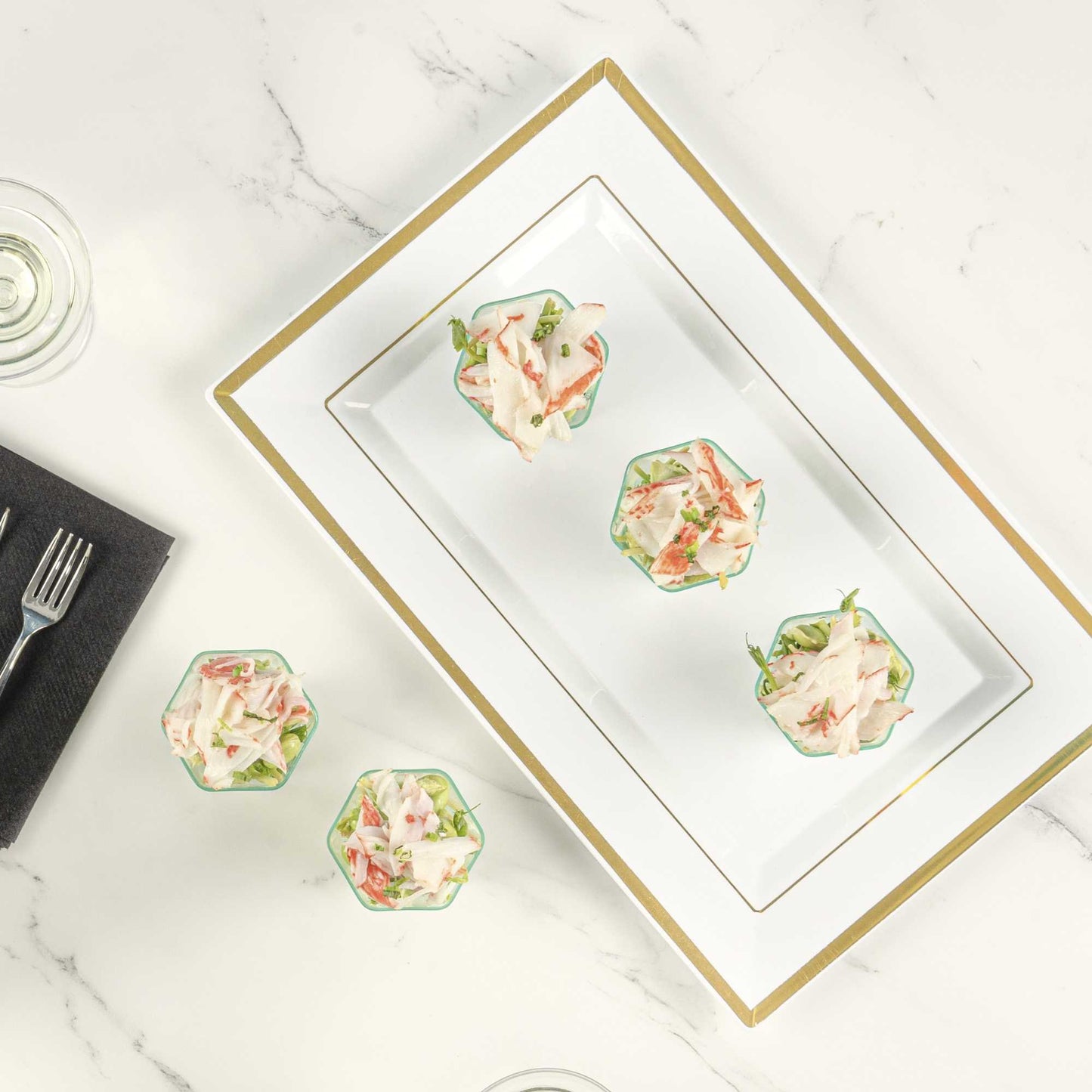 Mini Serve 2 oz Hexagon Seagreen Plastic Glass - 1 3/4" x 1 3/4" x 1 3/4" - 100 count box