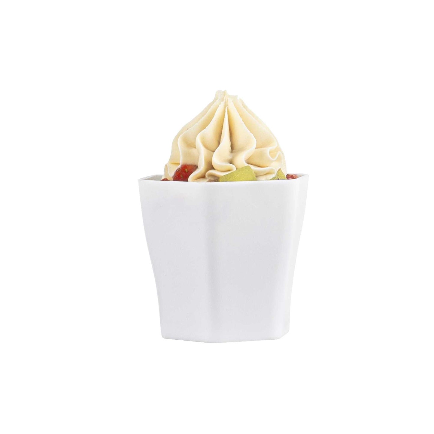 Mini Serve 2 oz Hexagon White Plastic Glass - 1 3/4" x 1 3/4" x 1 3/4" - 100 count box