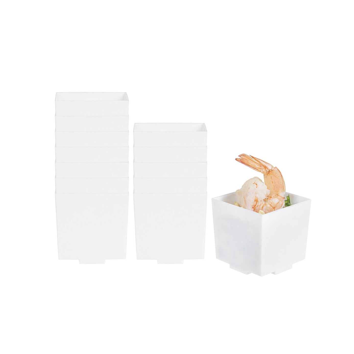 Mini Serve 3 oz Square White Plastic Quadrato Cup - 1 3/4" x 1 1/2" x 1 3/4" - 100 count box