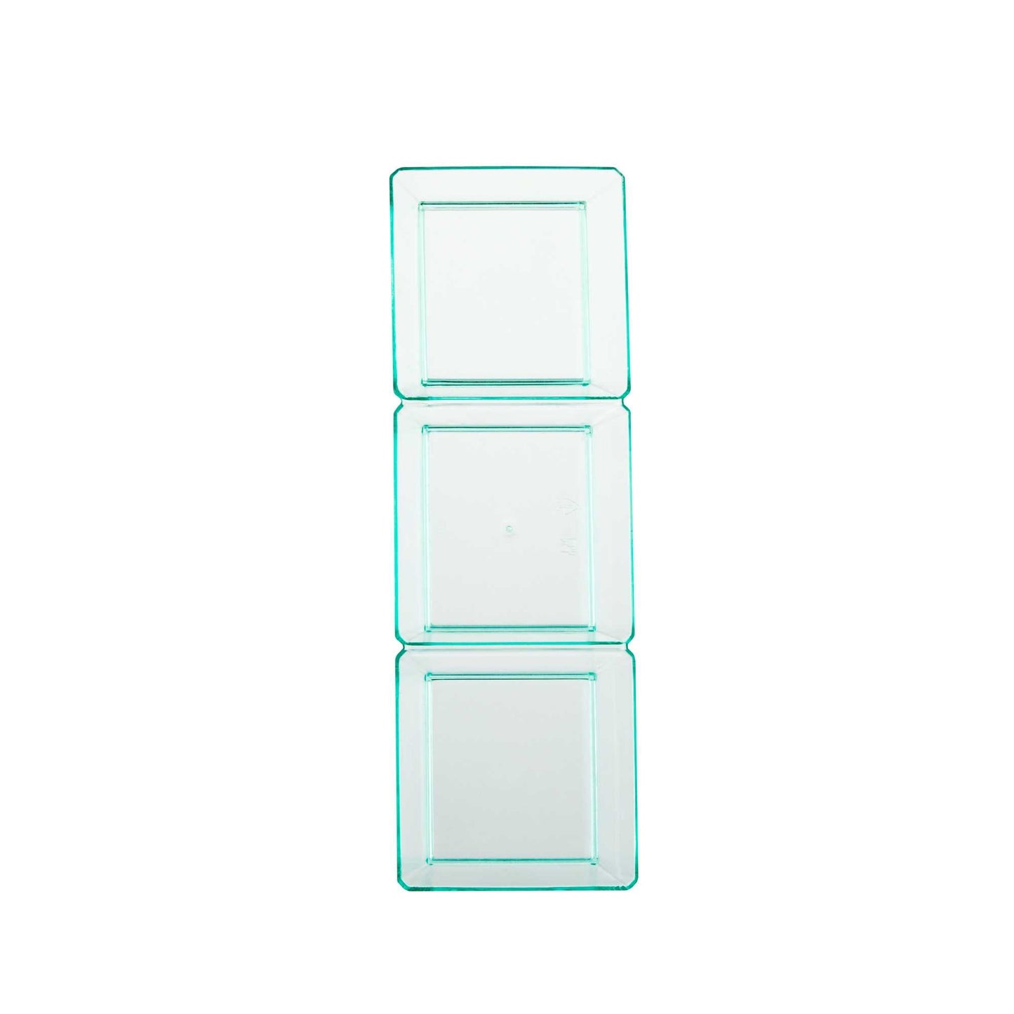 Mini Serve Rectangle Seagreen Plastic Terzetto Mini Plate - 3 Compartments - 7 1/2" x 2 1/2" x 1/2" - 100 count box