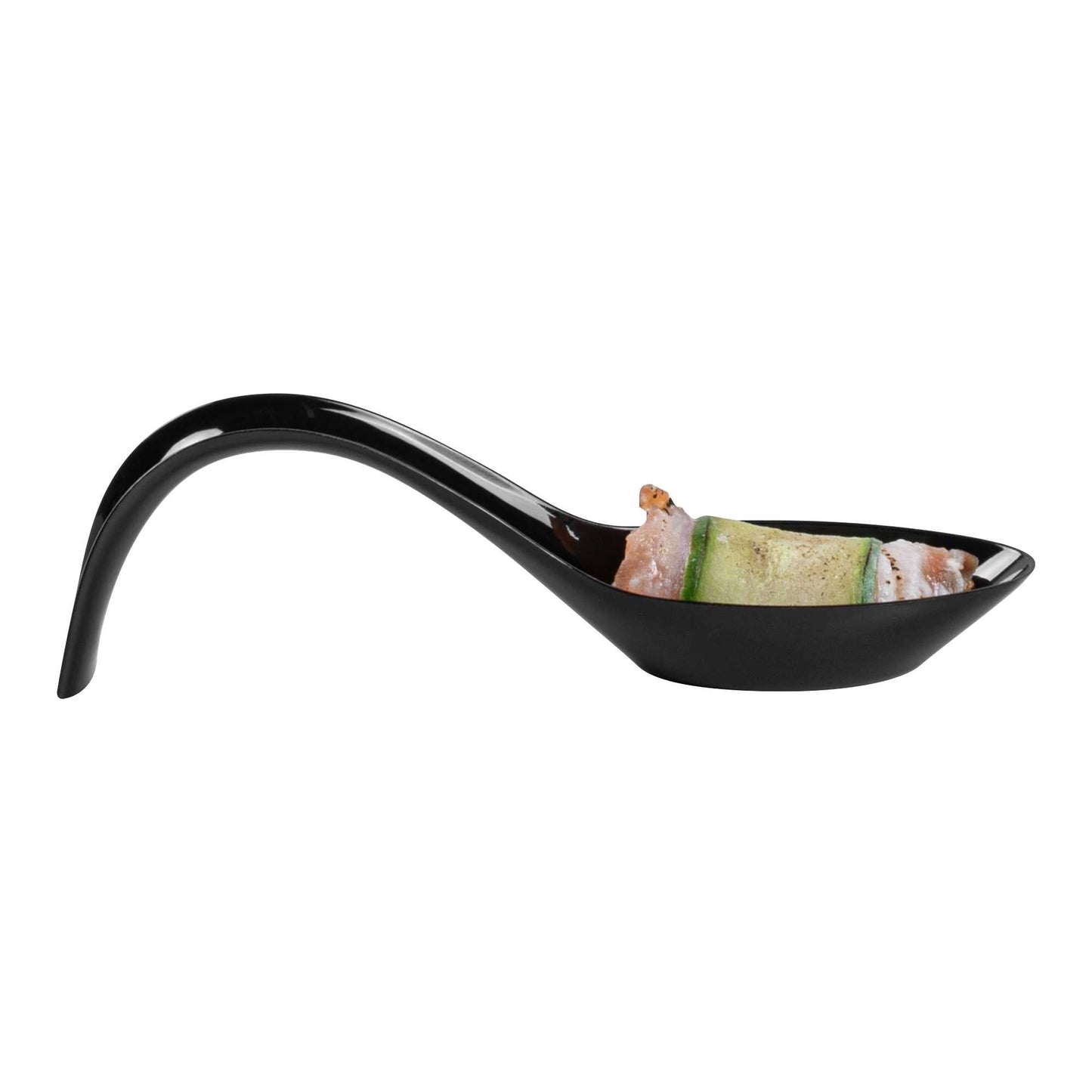 Mini Serve Black Plastic Stiletto Spoon - 5" x 1/2" x 1 1/4" - 100 count box