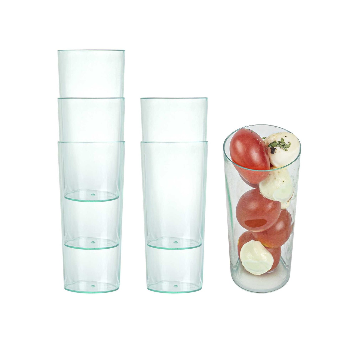 Bev Tek 5 oz Round Seagreen Plastic Cannello Cocktail Glass - 1 3/4" x 1 3/4" x 4" - 100 count box