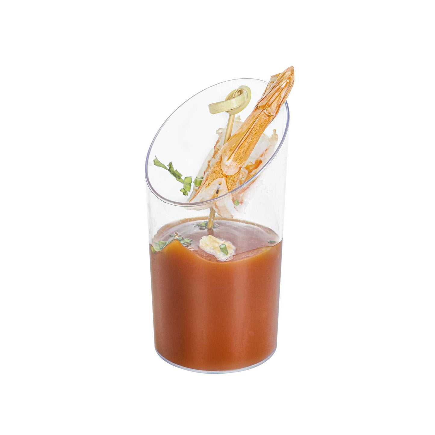 Mini Serve 3 oz Round Clear Plastic Incline Shot Glass - 2" x 2" x 3 1/4" - 100 count box