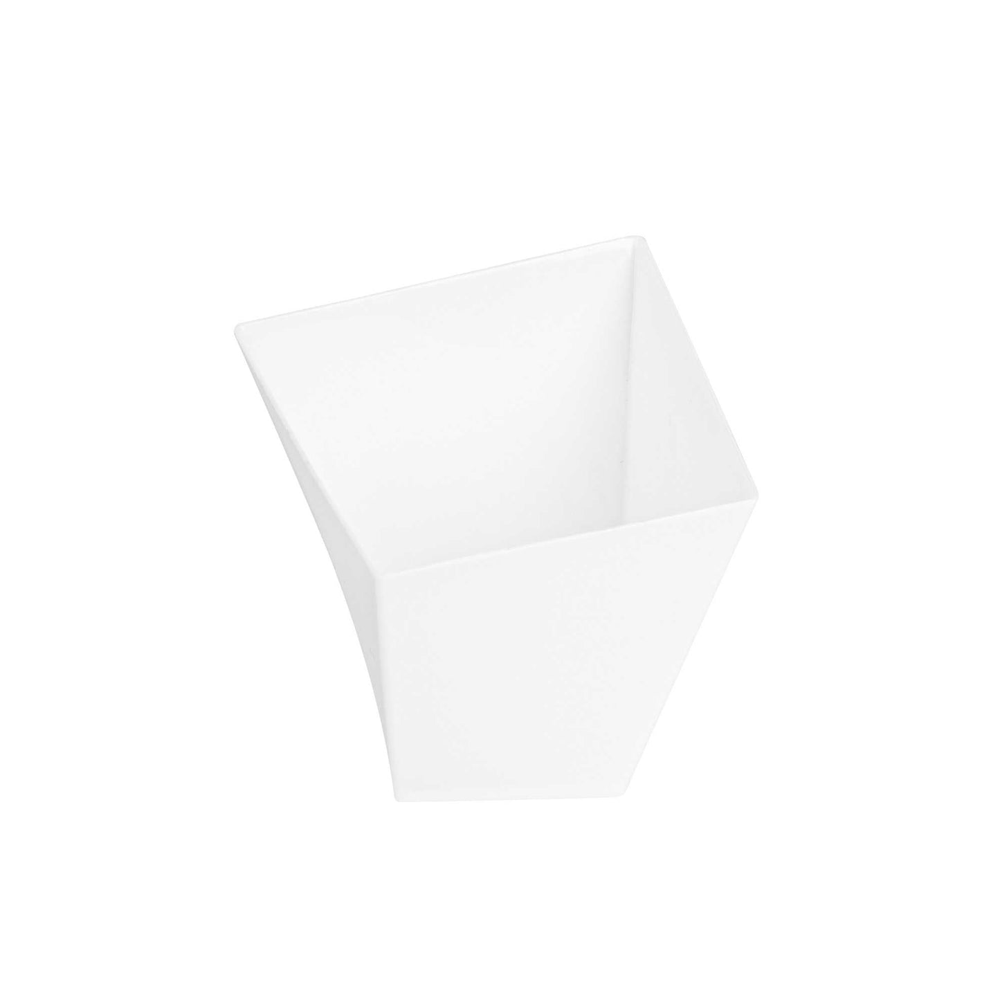 Mini Serve 2 oz Square White Plastic Girata Dessert Dish - 2" x 2" x 1 3/4" - 100 count box